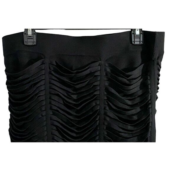 BCBGeneration Black Fitted Skirt Strappy Shredded Ripped Pull-On Sz Large NWT - Picture 3 of 6